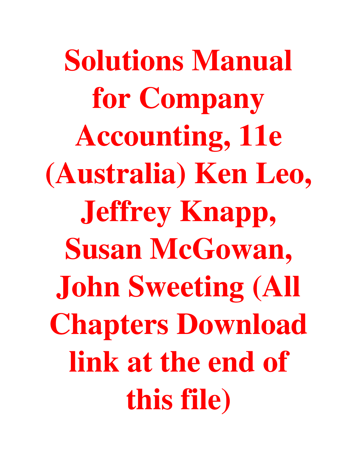Preview of Company Accounting 11th Edition (Australia) By Ken Leo, Jeffrey Knapp, Susan McGowan, John